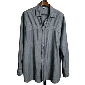 Marithe Francois Girbaud Oversized Men's Large Gray Chambray Shirt Hip Hop 90s